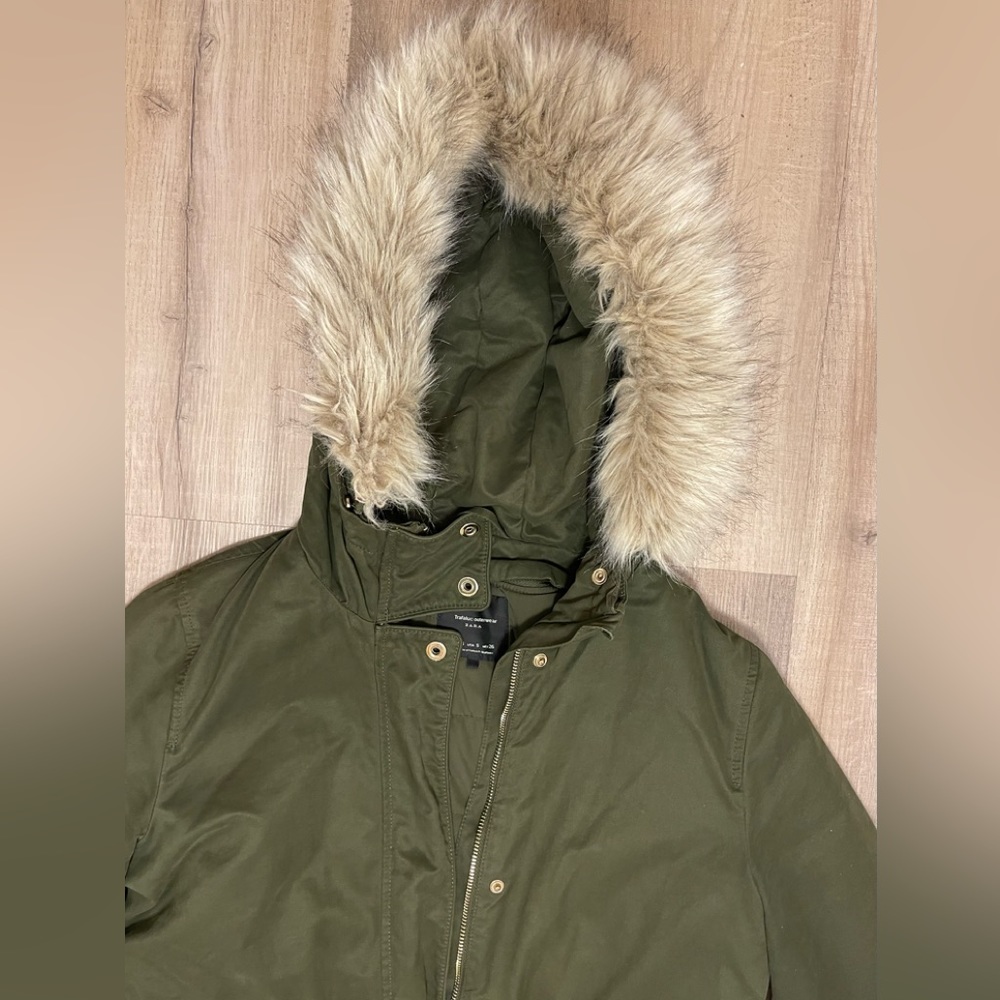 ZARA Khaki Fall/Winter Jacket - Picture 6 of 11